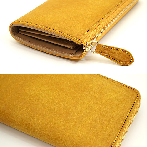 イタリアンレザー 吟スリ ビンテージ加工 MARGOT L字ファスナー型 本革  