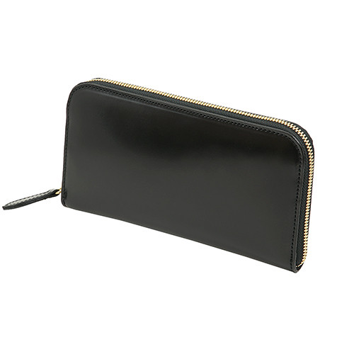 【限定１本】コードバン ラウンドファスナー型  メンズ 長財布 　ブラック