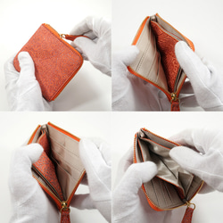スペイン シープレザー FIORINO ミニ財布 L字ファスナー ミニウォレット（オレンジ） 5枚目の画像