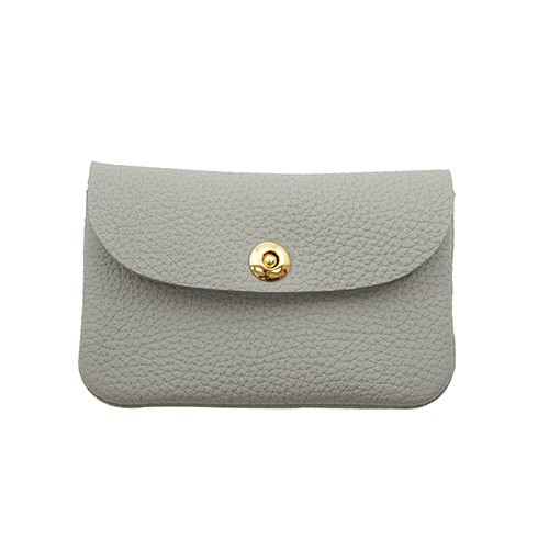 丸みのある 可愛い 名刺入れ ドイツシュリンク マグネット釦 カブセ型 レディース 本革 名刺入れ グレー