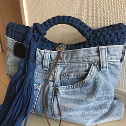 DIY トートバッグ 作り方 リメイクジーンズ ティーシャツヤーン