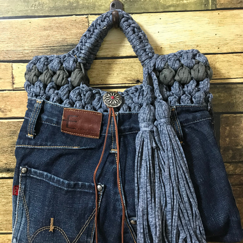 編み編みデニムリメイクバック トートバッグ GAJUMARU 通販