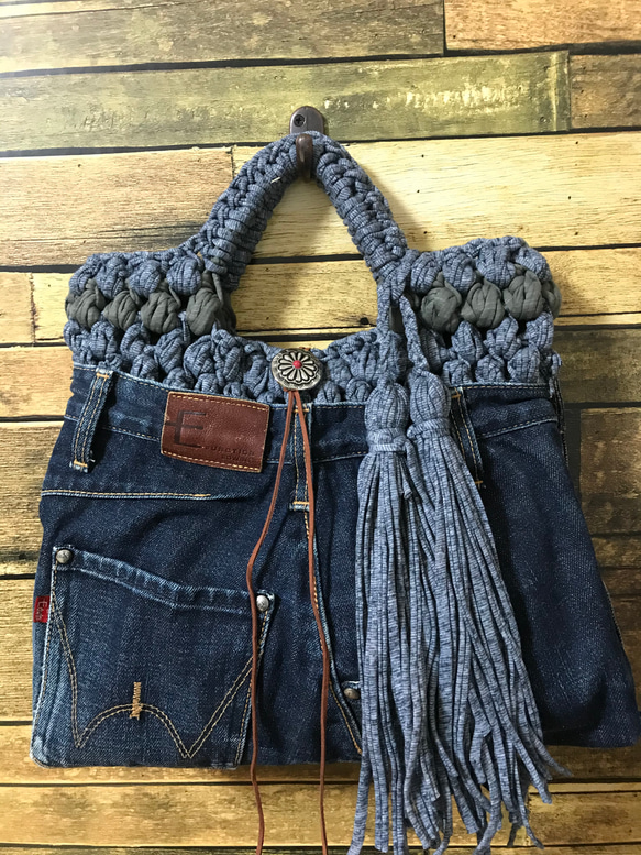 A4収納可能】3way BAG／brown たくも × デニムリメイク