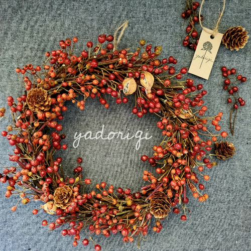 野バラの実と月桃の実のリース リース Atelier YADORIGI 通販 8288803