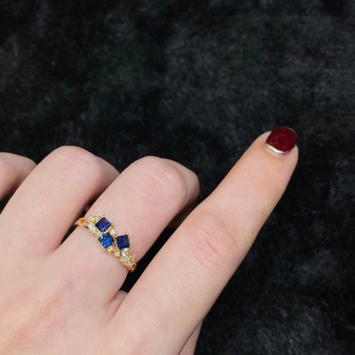 【10号】スリランカ産ルビー＆ブルーダイヤ　18金ホワイトゴールドの指輪 K18 ダイヤ0.45ct ルビー0.57ct スイングリング 10号 18金 指輪