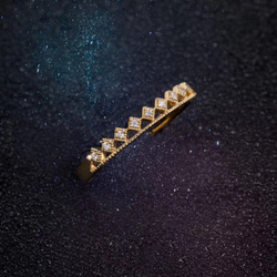 「ダイヤ・垣根」K18イエローゴールド 天然ダイヤモンド　リング　あわせ易い　上品　シンプル 繊細 重ね付き　ring 5枚目の画像