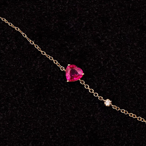 受注制作「愛の守る」ブレスレット K18YG 天然ルビー 天然ダイヤモンド  