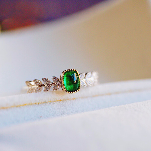 K18 天然エメラルド 天然ダイヤモンド リング