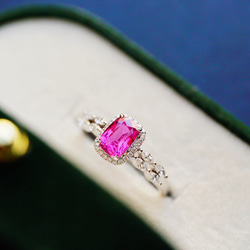 「尖晶石」K18WG 天然ピンクスピネル　天然ダイヤモンド　リング　8月誕生石　強い力を持つ　エネルギー　浄化　充実 5枚目の画像