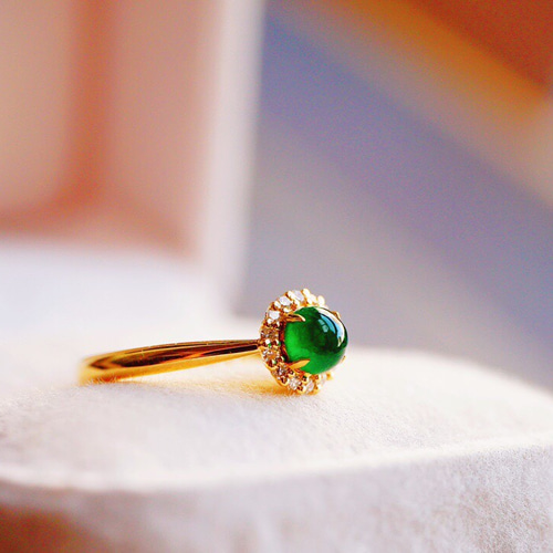 受注制作「愛の成就」K18YG 天然エメラルド 天然ダイヤモンド リング  