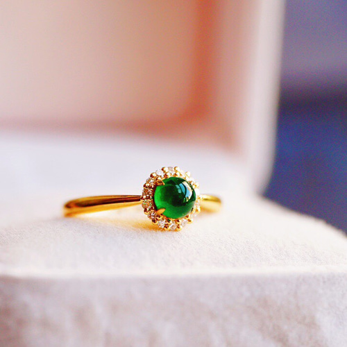 愛の成就」K18YG 天然エメラルド 天然ダイヤモンド リング 世界四大