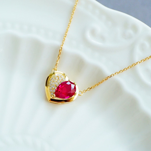 ※訳あり未使用お値打ち品☆K18WG天然ダイヤ天然ルビーペンダントトップgstv k18YG天然ルビー/ダイヤネックレス