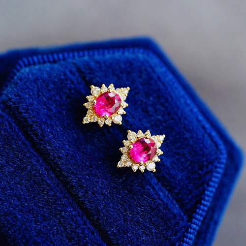 受注制作「文芸・優雅」K18イエローゴールド天然ミャンマールビー 天然  