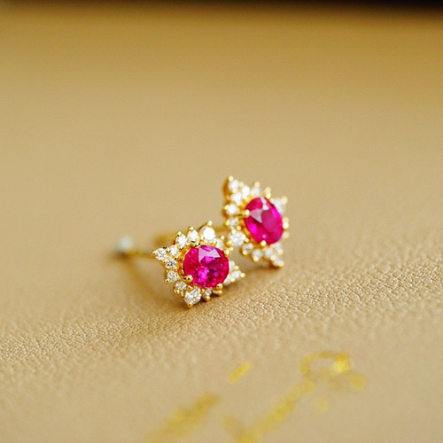 受注制作「文芸・優雅」K18イエローゴールド天然ミャンマールビー 天然  