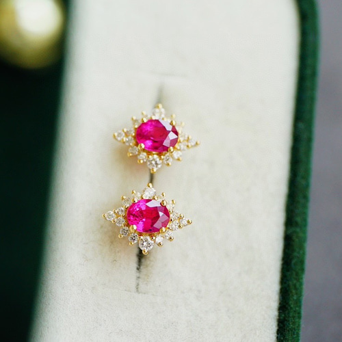 受注制作「文芸・優雅」K18イエローゴールド天然ミャンマールビー 天然  