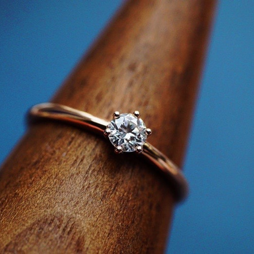 受注制作 シンプル デザイン K18 天然ダイヤモンド 高品質 0.2ct 指輪  