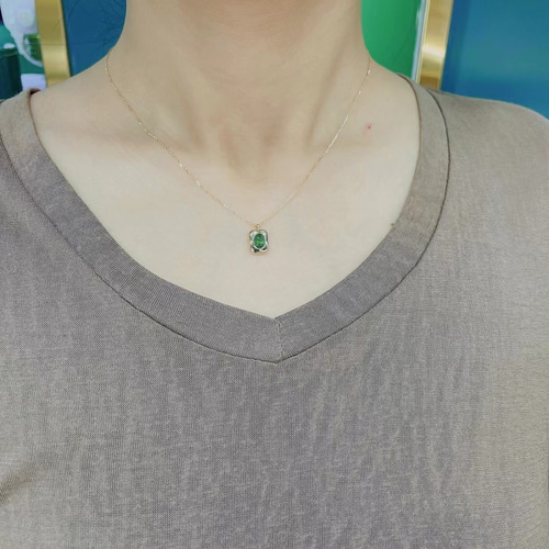 受注制作「夏風」K18 愛の成就 天然エメラルド ダイヤモンド 春 並び