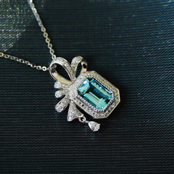 「海の水」ネックレス　K18 天然アクアマリン　ダイヤモンド　幸福・富・聡明　3月誕生石 2枚目の画像