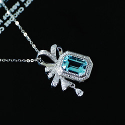 「海の水」ネックレス　K18 天然アクアマリン　ダイヤモンド　幸福・富・聡明　3月誕生石 3枚目の画像
