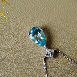 「海の水」ネックレス　K18 天然アクアマリン　ダイヤモンド　幸福・富・聡明　3月誕生石 5枚目の画像