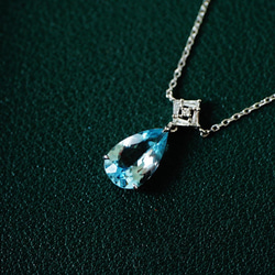 「海の水」ネックレス　K18 天然アクアマリン　ダイヤモンド　幸福・富・聡明　3月誕生石 7枚目の画像
