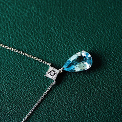 「海の水」ネックレス　K18 天然アクアマリン　ダイヤモンド　幸福・富・聡明　3月誕生石 9枚目の画像