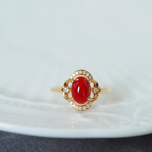 受注制作「新作 深海の珊瑚」K18 天然血赤珊瑚 サンゴ 天然  