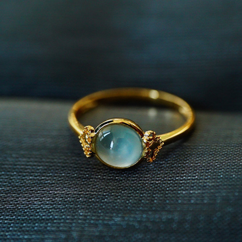 天然本翡翠指輪と主石の天然本翡翠18金指輪2本セット