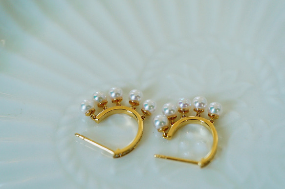 「幸せ」ピアス　天然akoya真珠　高品質　可愛い　K18 天然ダイヤモンド　幸運 5枚目の画像