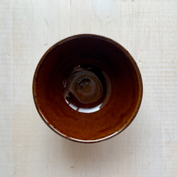 トビカンナ塗分 高台茶碗　茶　赤土 3枚目の画像