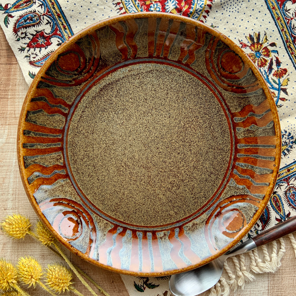 手作り風ブラウン陶器皿 大皿 手作り風ブラウン陶器皿 大皿 【公式通販】