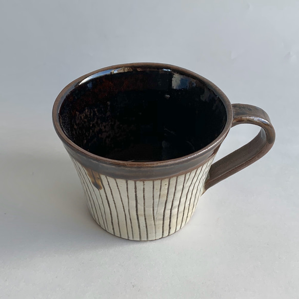 コーヒーカップ　茶　タテ塗分け 3枚目の画像
