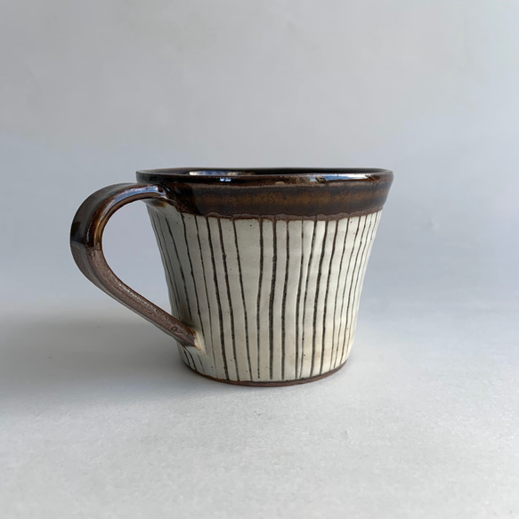 コーヒーカップ　茶　タテ塗分け 4枚目の画像