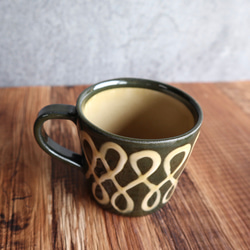 スリップウェア　コーヒーカップ　切立　イエローリボン 3枚目の画像
