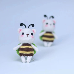 【小蜂】キーホルダー　可愛い動物編み物（りング付け） 2枚目の画像