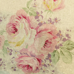 麻綿・ピンク濃淡のバラ柄 2枚目の画像