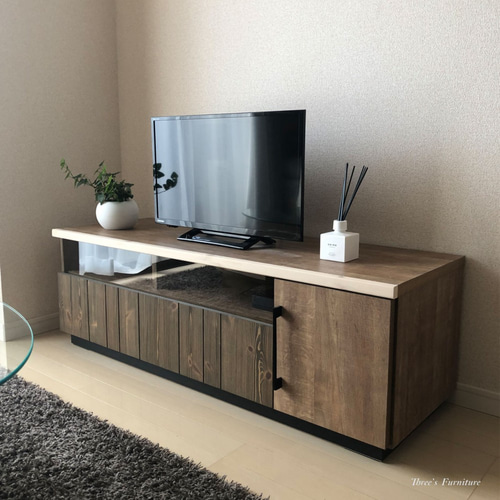 テレビボード テレビ台 ローボード グリーン ダークブラウン