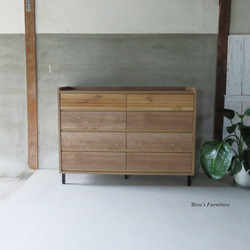 チェスト リビングチェスト ローチェスト 引出収納 食器収納 棚 オーク材 タンス アーバンスタイル w120 3枚目の画像