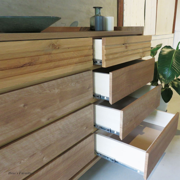 チェスト リビングチェスト ローチェスト 引出収納 食器収納 棚 オーク材 タンス アーバンスタイル w120 7枚目の画像