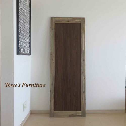 ヴィンテージ風ミラー グリーン色 アカシア無垢材 シャビー ミラー  