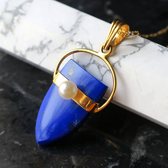 【K18】アフガンの瑠璃色＊ラピスラズリペンダント　12月誕生石｜天然石ジュエリー　旅先の色2025　旅気分2025