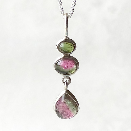 トルマリン ウォーターメロン トリプル ペンダント｜天然石ジュエリー