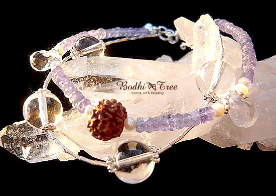 ヒマラヤ水晶　ルドラクシャ　タンザナイト　カレンシルバー　2連ブレスレット　ナチュラル｜天然石ジュエリー 10,764円