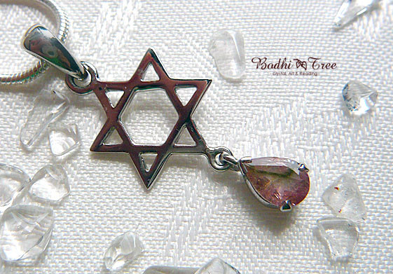 トルマリン ペンダント 神聖幾何学 六芒星 バイカラ― しずく sv925 10月誕生石 天然石ジュエリー