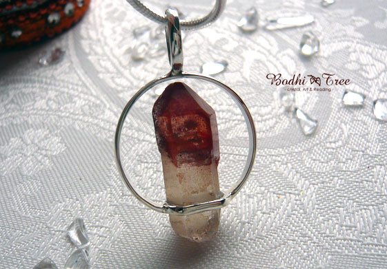 レッドキャップ 水晶 DT 原石 ペンダント sv925 天然石ジュエリー レアストーン