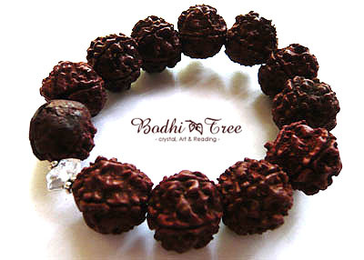 ルドラクシャ　菩提樹の実　ハーキマーダイヤモンド　ブレスレット　ナチュラル　自然派　16.5cm