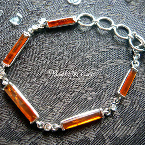 秋色 オレンジカイヤナイト ブレスレット sv925 天然石