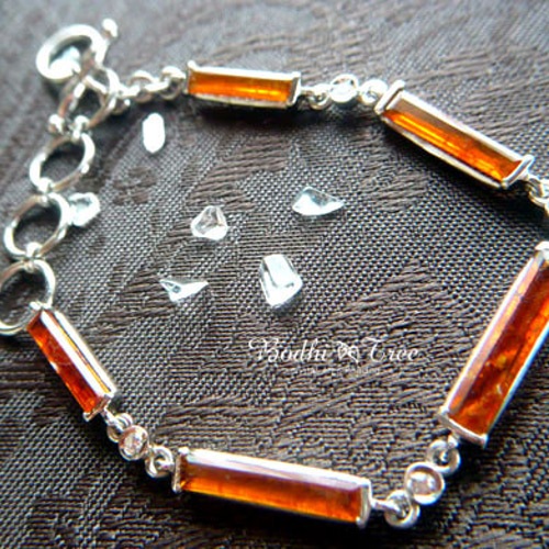 秋色 オレンジカイヤナイト ブレスレット sv925 天然石