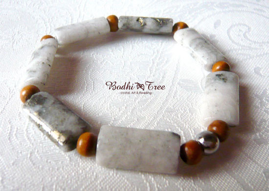 ギベオン ＆ パイライト イン クォーツ ブレスレット 内径16cm 隕石系 シンプル ユニーク 天然石ジュエリー