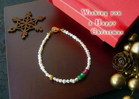 クリスマスカラー・ブレスレット(Gold)